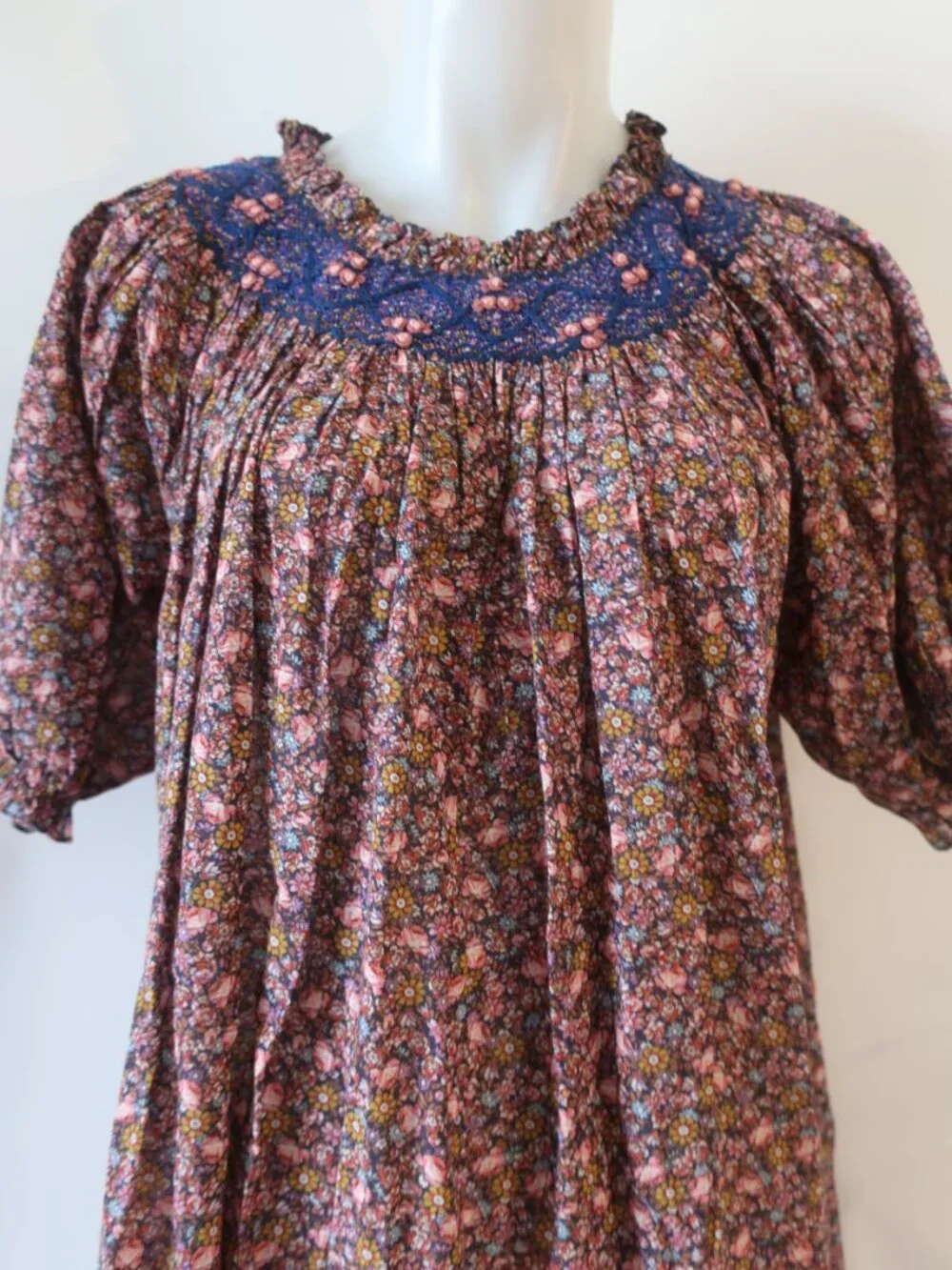Womens Doen Odessa (Item- 25) Smocked Floral Multicolor Mini Shift Dress S - Picture 5 of 12